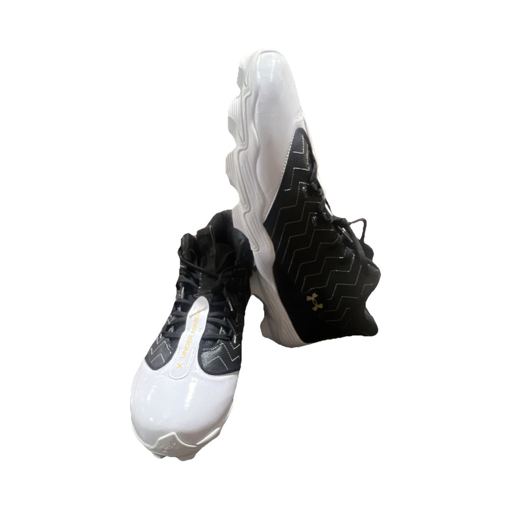 10N18/ Under Armour Black White Baseball Cleats US Size 15 Medium Width‎ D M
